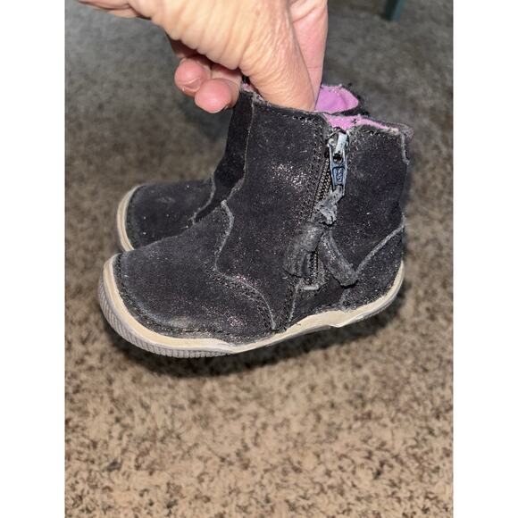 Stride Rite "Zoe" toddler girl sz. 4.5 Wide blk sparkle ankle boot/shoe. Adorabl - Picture 6 of 11